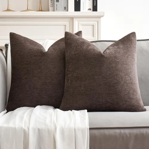Vista 10 de MIULEE - Pack de 2 fundas de almohada decorativas beige de 16x16 pulgadas, cojines suaves de chenilla para sofá, fundas de cojín de estilo casa