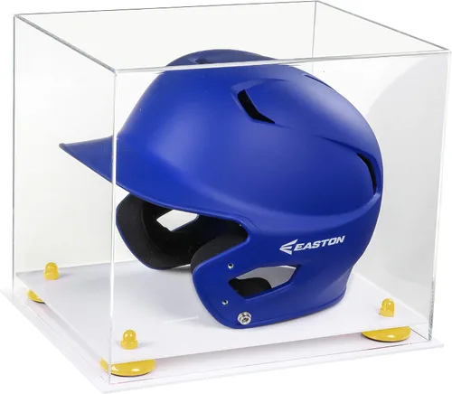 Vista 11 de Better Display Cases Vitrina acrílica para casco de bateo de béisbol con espejo, elevadores rosados, montaje en pared y base de espejo (V22/A012)