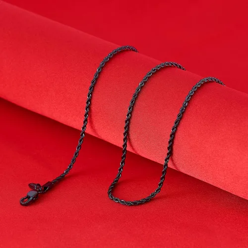 Vista 4 de LIFETIME JEWELRY 1mm Rope Chain for Men & Women Diamond Cut 14 to 30 Inch Black Gunmetal Stainless Steel