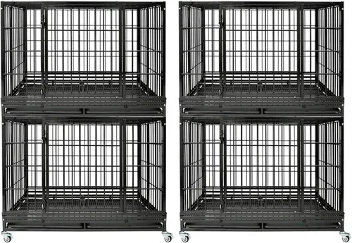 Vista 15 de Jaulas de dos niveles de 30 pulgadas para perros pequeños, jaula para perros de tamaño mediano para 2 perros, jaula resistente para perros, perreras