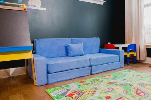 Vista 16 de FOAMOH Castle Sofa Sand - Sofá personalizable de 14 piezas para juegos imaginativos y fácil almacenamiento con almohada personalizable