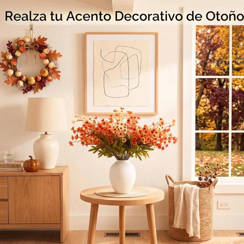 Vista 6 de Orange Faux Wildflowers for Fall Decor, Artificial Mum Look For Porch
