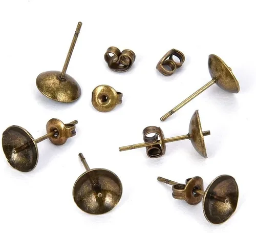 Vista 3 de Adabele 100 postes para arete de tuerca de bronce antiguo de 0.118 in, copa