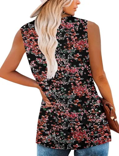 Vista 4 de Camisetas sin mangas para mujer y camisetas florales de verano de manga corta