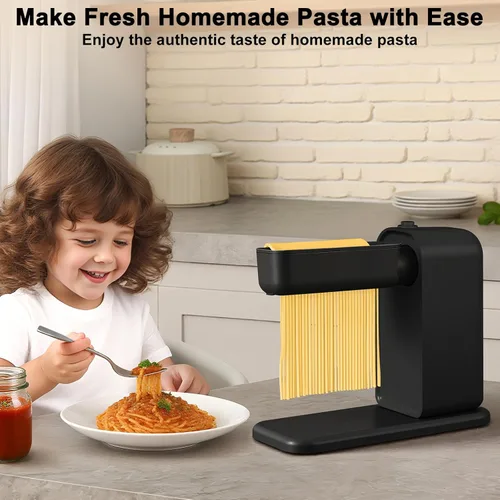 Vista 7 de Máquina eléctrica para hacer pasta, máquina para hacer pasta 3 en 1, incluye rodillo de pasta cortador de espaguetis y cortador de fettuccine