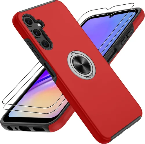 Vista 15 de Gritup - Funda para Galaxy A05S con protector de pantalla HD×2, funda protectora para teléfono a prueba de golpes con soporte magnético de anillo