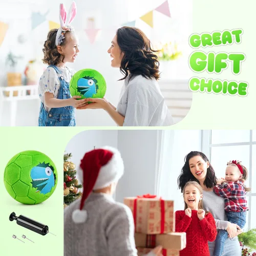 Vista 6 de Balón de fútbol interior para niños pequeños, juguetes de peluche suaves de 7.8 pulgadas, pelota de juego inflable con bomba para bebés y niños