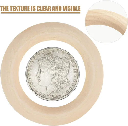 Vista 3 de 15 anillos de madera de macramé, anillos de madera maciza sin terminar naturales para conectores colgantes de manualidades (2.165 in)