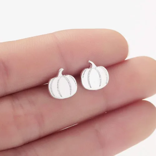 Vista 7 de Collar con colgante de calabaza pequeña para mujer, joyería de fiesta de Halloween, aretes de otoño y otoño, regalo del día de Acción de Gracias