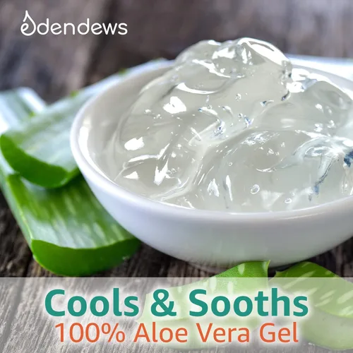 Vista 2 de Eden Dews Gel orgánico de aloe vera 100% gel, hidratante, cuidado de la piel y el cabello, fabricado en Estados Unidos, sin perfume (1, (2 onzas)