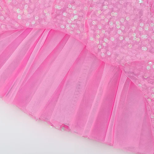 Vista 6 de KEREDA Falda de Tutú con Capas para Niñas, Falda de Tul de Lentejuelas Brillantes para Baile