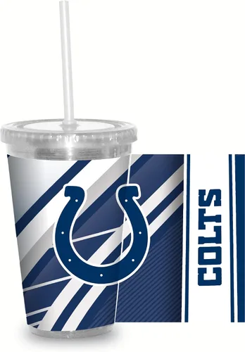 Vista 34 de Vaso transparente de fútbol NFL de 16 onzas con popote para fanáticos de la NFL