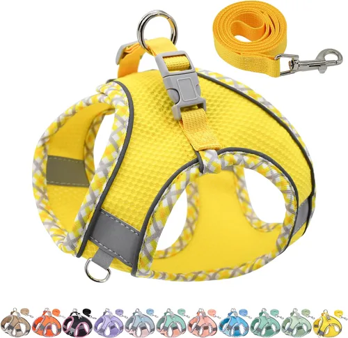 Vista 19 de AIITLE Arnés para Perros Pequeños - Chaleco Ligero de Malla Step-in para Cachorros, Diseño Reflectante y a Prueba de Escape con Cinta Mágica de Alta