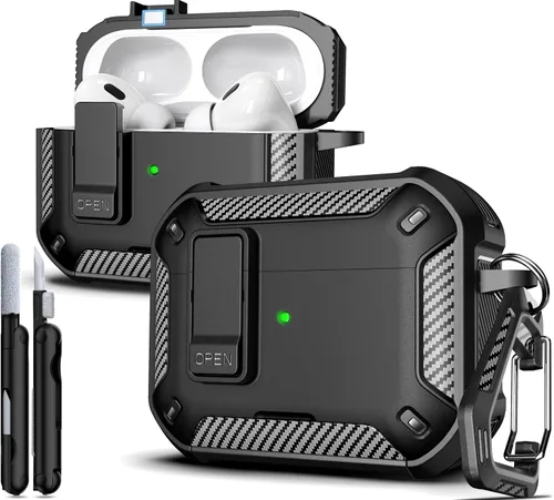 Vista 186 de R-fun Funda de carga compatible con AirPods de 2ª generación 2019, 1ª generación 2016, protección completa contra caídas, tapa desplegable