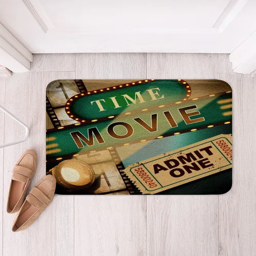 Vista 12 de Alfombras de baño de cine con patrón de palomitas de maíz, alfombras de Btah para bañera para niños, diseño de póster de cine, tapetes de baño