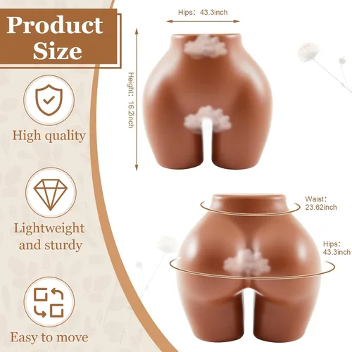 Vista 2 de Briwooody maniquí brasileño curvo de cadera BBL de cuerpo medio afroamericano femenino para exhibición de ropa interior de panty (marrón oscuro)