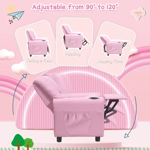 Vista 3 de hzlagm Silla Reclinable Infantil con Portavasos, Sillones Reclinables para Niños de 0 a 5 años con Bolsillos Laterales y Reposapiés Antideslizante