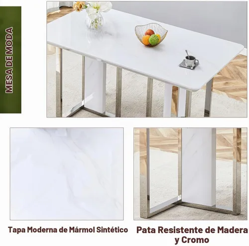 Vista 3 de Juego de mesa de comedor Marle blanca de 63 pulgadas para 4