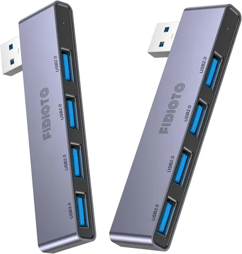 Vista 16 de Paquete de 2 Concentradores USB, Fidioto Concentrador USB de 4 Puertos (1 * Hub 3.0, 3 * Hub 2.0), Concentradores de Red para Laptop, iMac Pro