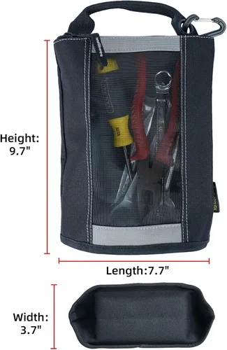 Vista 42 de Bolsa de herramientas de lona con cremallera MELOTOUGH, bolsa de herramientas con cierre, bolsa de malla resistente con ventana, ojales para colgar