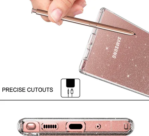 Vista 6 de BENTOBEN Funda para Note 20 Ultra, transparente con purpurina brillante, delgada, suave, TPU resistente, a prueba de golpes, funda protectora