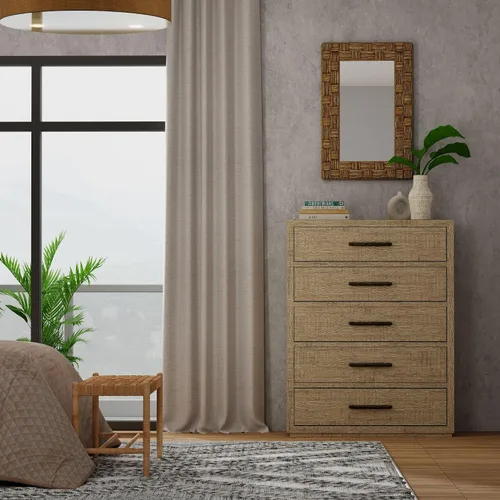 Vista 5 de KOUBOO 1040139 Espejo rectangular de pared a cuadros con cuerda, 24 x 1.5 x 36 pulgadas, marrón