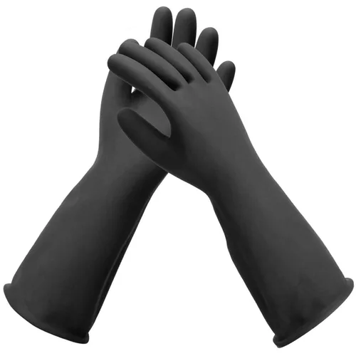 Vista 6 de Guantes Resistentes a Productos Químicos, 14" de Largo Negro Impermeables Resistentes a Álcali/Ácido/Aceite Reutilizables Guantes de Goma