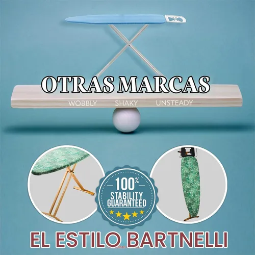Vista 5 de Bartnelli Pro Luxury - Tabla de planchar con patas de madera de haya extra anchas de 51x19 pulgadas, con soporte para plancha de vapor de alta