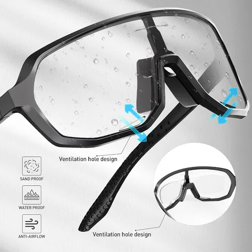 Vista 3 de KAPVOE Gafas de ciclismo fotocromáticas para hombres y mujeres, gafas de sol de bicicleta de montaña, gafas deportivas con protección UV