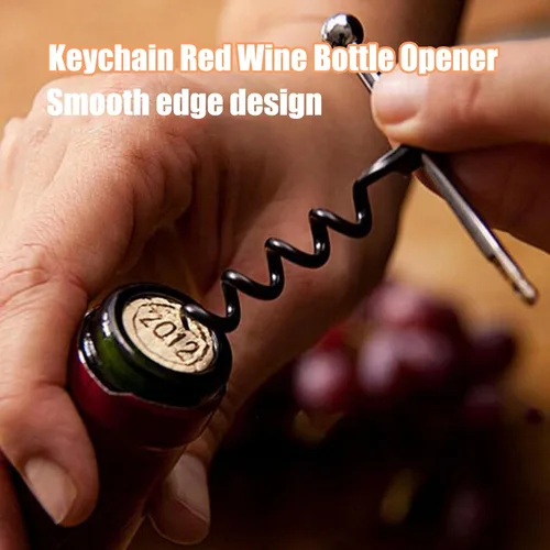 Vista 2 de Mini CorkSmart portátil, llavero de vino tinto con bisagras, juego de abridor de botellas de sacacorchos multiherramienta, sacacorchos, accesorio