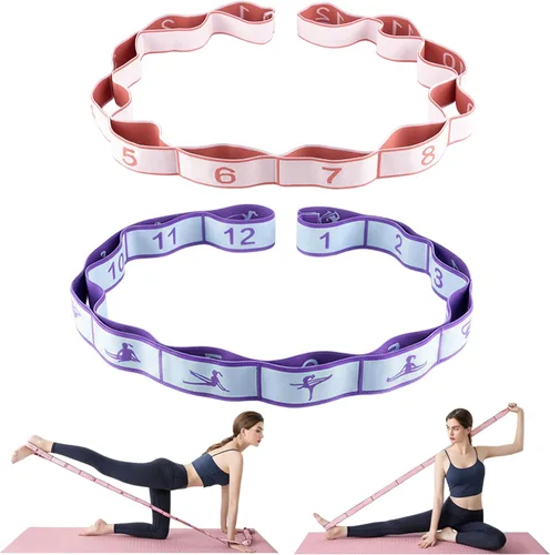 Vista 7 de 2PCS Elastic Yoga Stretching Strap with 12 Loops Stretch Resistance Exercise Bands for Yoga,Pilates,Dance,Rhythmic Gymnastics,Physical