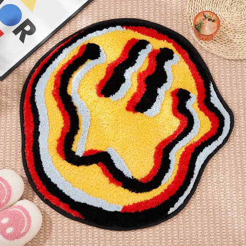 Vista 12 de ELDONE Trippy - Tapete de baño de cara feliz azul, alfombras geniales para dormitorio, alfombra de preparación, alfombra hippie antideslizante