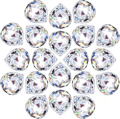 Vista 10 de Crystalsuncatcher - 10 piezas de lámpara de araña de cristal de cristal, piezas de prismas de cristal arcoíris, piezas de bricolaje, adornos de bola