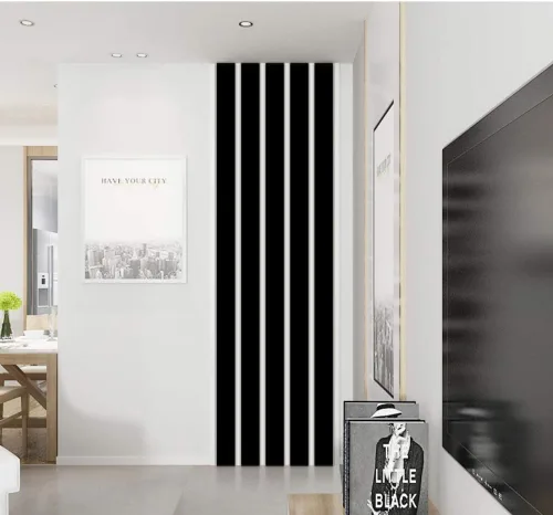 Vista 4 de 10 calcomanías de pared de espejo, diseño a rayas, espejo, azulejos, bricolaje, autoadhesivas, línea de pared, calcomanías de borde, láminas