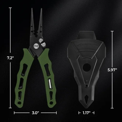Vista 7 de KastKing Cutthroat - Alicates de pesca de 7 pulgadas con anillo dividido, herramientas de pesca de acero inoxidable 420, equipo de pesca resistente