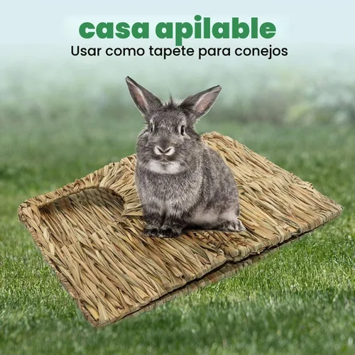 Vista 4 de Juguete natural para escondite de cama, tejido a mano para conejo, conejillo de indias, chinchilla hurón