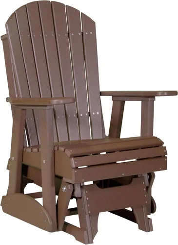 Vista 17 de LuxCraft Silla mecedora Adirondack de 2 pies, mecedora para patio al aire libre, balancín deslizante para exteriores (caoba antigua)