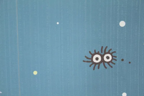 Vista 6 de Totoro Noren - Tapiz de cortina con diseño de cielo invernal y luna creciente