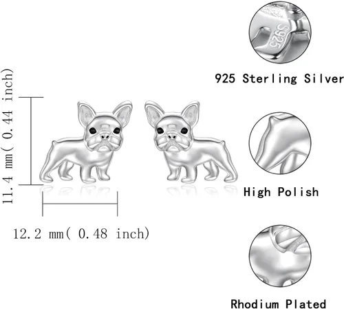 Vista 6 de Sterling Silver Dogs Stud Earrings Beagle Corgi Chihuahua Dachshund French Bulldog German Shepherd Poodle Mom Breed Puppy Jewelry for Daughter