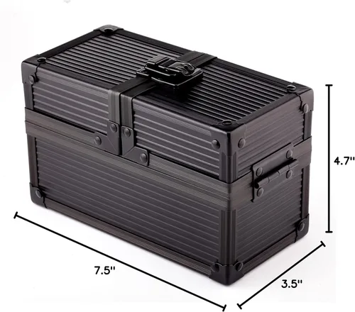 Vista 6 de Caja de dados de doble metal negro para protector de cubierta de almacenamiento de tarjetas comerciales TCG Ultra Pro Sleeve MTG Magic FaB YGO