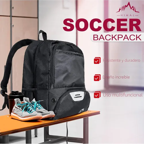 Vista 7 de Himal Outdoors - Bolsa de fútbol-mochila para fútbol, mochila para fútbol, voleibol y balonmano, bolsa deportiva con taco separado