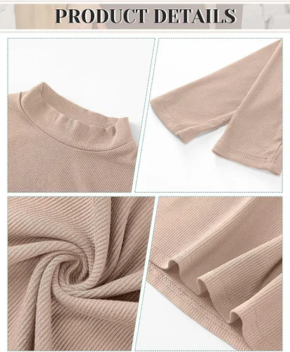 Vista 5 de Xaatren Paquete de 3 camisas de cuello alto falso para mujer, manga larga, ajustadas, elásticas, básicas, ligeras, bustier