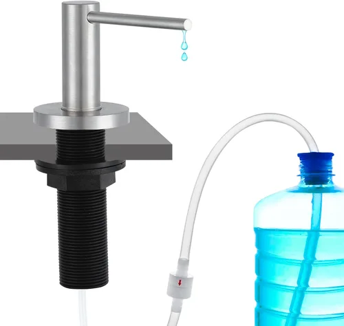 Vista 7 de Gappo Dispensador de jabón mejorado para fregadero de cocina, níquel cepillado, bomba de encimera de acero inoxidable, dispensador de jabón