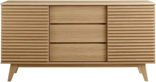 Vista 5 de Modway Render - Mueble moderno de mediados de siglo para mesa de bufé o TV de 63 pulgadas, en color roble