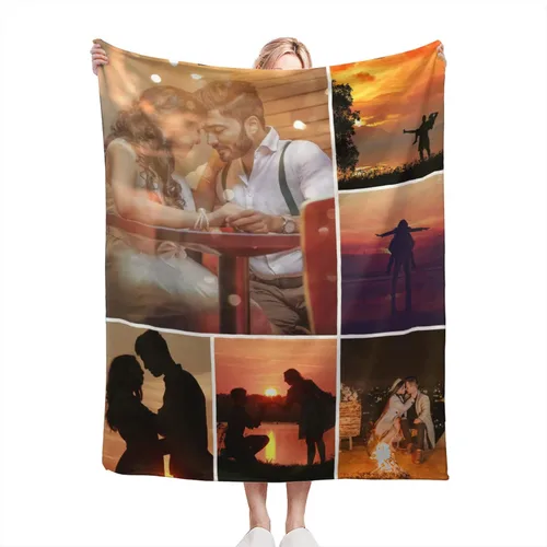 Vista 12 de Manta personalizada con foto, manta personalizada de franela polar para madre, padre, familia, amigos, amantes de mascotas, boda, día de San 1 Foto