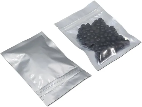 Vista 9 de FERENLI - 100 bolsas de almacenamiento de alimentos Mylar con cierre de cremallera, bolsas de aluminio opacas herméticas con ventana frontal