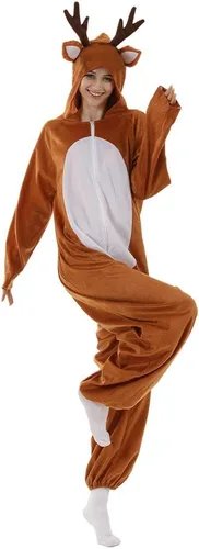 Vista 5 de ReneeCho Pijama de Navidad con reno para adultos, disfraz de ciervo para hombre y mujer