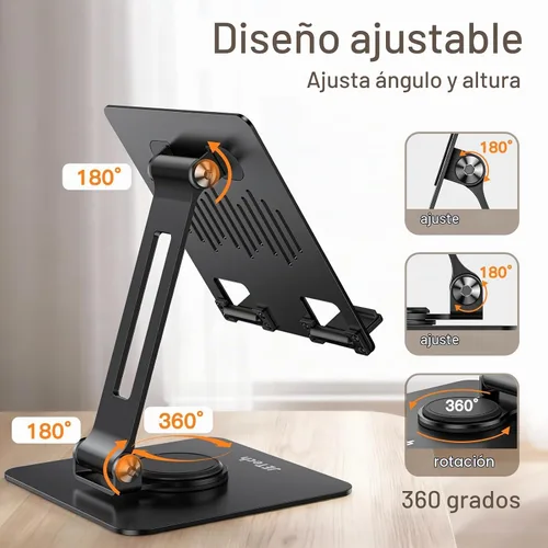 Vista 3 de JETech Soporte giratorio para tabletas y teléfonos de 4-13", color negro