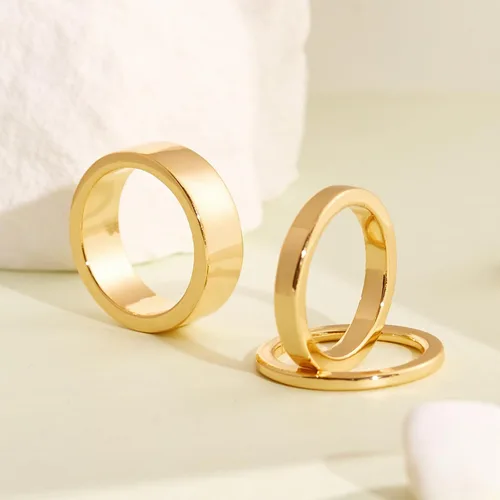 Vista 8 de Gokeey Anillos de oro para mujer, chapados en oro de 14 quilates, juego de anillos apilables delicados para niñas, joyas, regalos, joyas, regalos