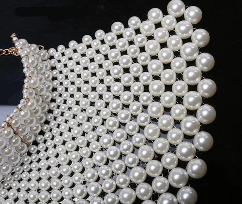 Vista 8 de Fine Fashion Collar de perlas egipcias hecho a mano con peto de cuentas para mujer, accesorios de gargantilla, Perla sintética